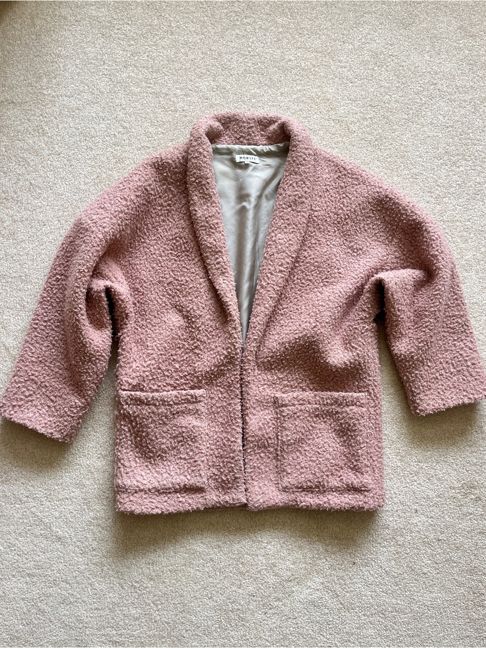 Horses Atelier Patch Pocket Jacket, Dusty Pink Boucle, Size 1, Canadian Made
